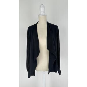 Siani Milano Waterfall Cardigan Sheer Accordion Long Sleeve Womens Medium Black